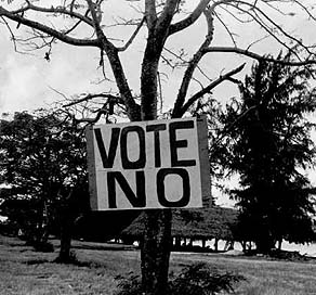 Vote No sign