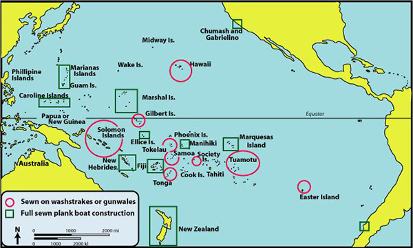 Pacific Canoe Styles map