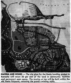 Newspaper clipping showing map of proposed development